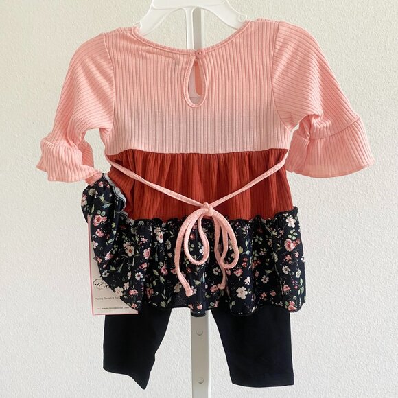 Rare Editions Baby Girls Tiered Top and Knit Leggings 2 Piece Set Size 12M - Picture 4 of 5